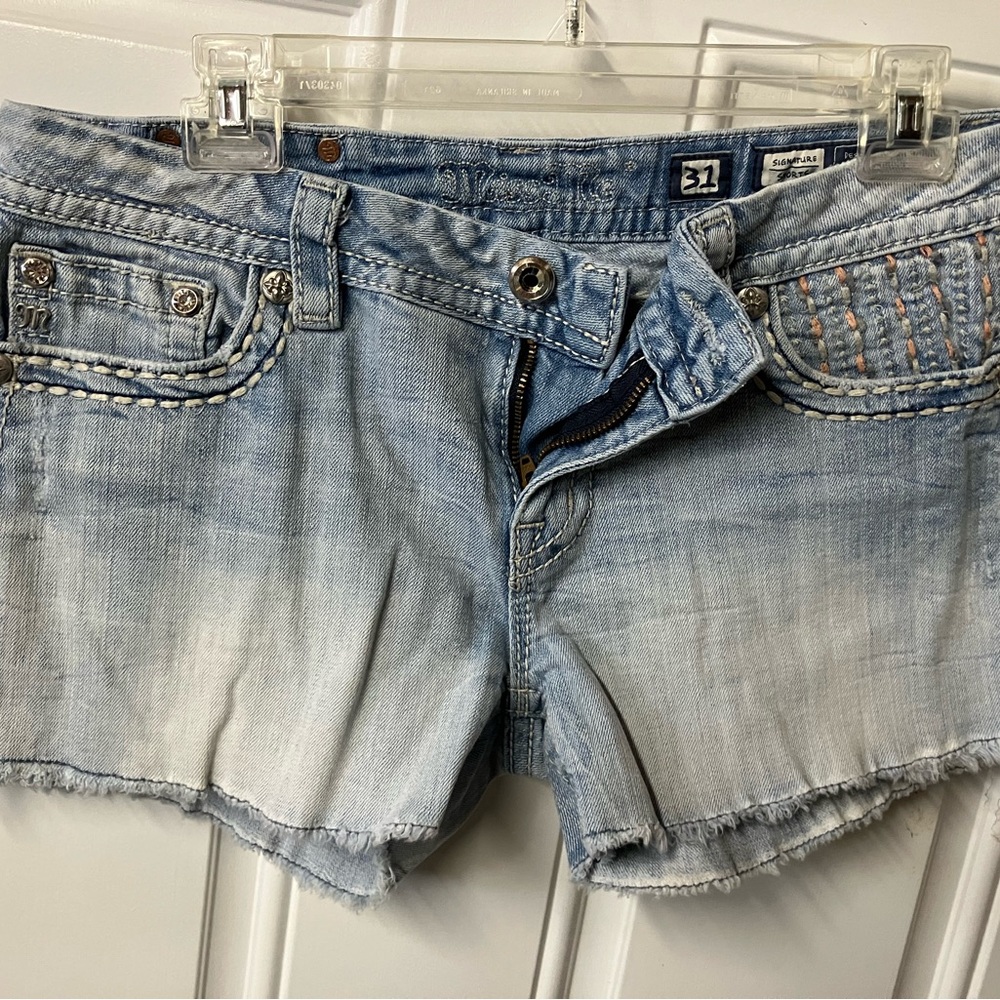 Miss Me Light Blue Jean Shorts with Embellishments